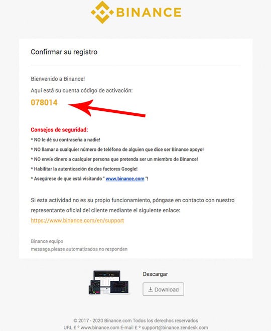 BINANCE-confirmar-el-registro-con-el-codigo-de-activacion-ok