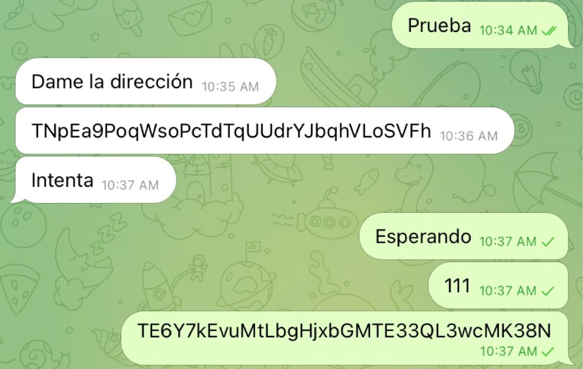 Direccion de wallet falsificada