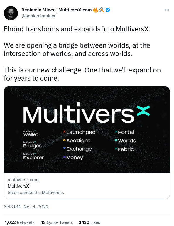 Elrond Tweet director ejecutivo